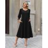 Zeagoo Summer Dresses for Women 2026 3/4 Sleeve Dress for Women Floral Midi Dresses for Casual Womens Dresses with Pockets(Black)
