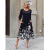 Zeagoo Summer Dresses for Women 2026 3/4 Sleeve Dress for Women Floral Midi Dresses for Casual Womens Dresses with Pockets(Floral-sf100)
