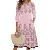 Zeagoo Summer Dresses for Women 2026 3/4 Sleeve Dress for Women Floral Midi Dresses for Casual Womens Dresses with Pockets(Floral-sf292)