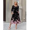 Zeagoo Summer Dresses for Women 2026 3/4 Sleeve Dress for Women Floral Midi Dresses for Casual Womens Dresses with Pockets(Floral-sf31)