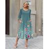 Zeagoo Summer Dresses for Women 2026 3/4 Sleeve Dress for Women Floral Midi Dresses for Casual Womens Dresses with Pockets(Floral-wf115)