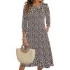 Zeagoo Summer Dresses for Women 2026 3/4 Sleeve Dress for Women Floral Midi Dresses for Casual Womens Dresses with Pockets(Floral-xh526)