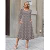 Zeagoo Summer Dresses for Women 2026 3/4 Sleeve Dress for Women Floral Midi Dresses for Casual Womens Dresses with Pockets(Floral-xh526)