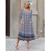 Zeagoo Summer Dresses for Women 2026 3/4 Sleeve Dress for Women Floral Midi Dresses for Casual Womens Dresses with Pockets(Floral-xh547)