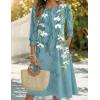 Zeagoo Summer Dresses for Women 2026 3/4 Sleeve Dress for Women Floral Midi Dresses for Casual Womens Dresses with Pockets(Floral-zw89)