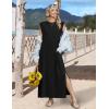 Zeagoo Summer Dresses for Women 2026 Black Long Maxi Sundresses Loose Split Wrinkle-Free Beach Travel Vacation Clothes(A01-black)