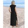 Zeagoo Summer Dresses for Women 2026 Black Long Maxi Sundresses Loose Split Wrinkle-Free Beach Travel Vacation Clothes(A01-black)