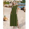 Zeagoo Summer Dresses for Women 2026 Black Long Maxi Sundresses Loose Split Wrinkle-Free Beach Travel Vacation Clothes(A03-green)