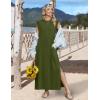 Zeagoo Summer Dresses for Women 2026 Black Long Maxi Sundresses Loose Split Wrinkle-Free Beach Travel Vacation Clothes(A03-green)
