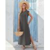 Zeagoo Summer Dresses for Women 2026 Black Long Maxi Sundresses Loose Split Wrinkle-Free Beach Travel Vacation Clothes(Dark Gray)