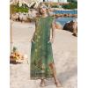 Zeagoo Summer Dresses for Women 2026 Black Long Maxi Sundresses Loose Split Wrinkle-Free Beach Travel Vacation Clothes(Green Ethnic Pattern)
