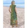 Zeagoo Summer Dresses for Women 2026 Black Long Maxi Sundresses Loose Split Wrinkle-Free Beach Travel Vacation Clothes(Green Ethnic Pattern)