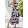 Zeagoo Summer Dresses for Women 2026 Black Long Maxi Sundresses Loose Split Wrinkle-Free Beach Travel Vacation Clothes(Hf60)