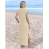 Zeagoo Summer Dresses for Women 2026 Black Long Maxi Sundresses Loose Split Wrinkle-Free Beach Travel Vacation Clothes(Light Brown)