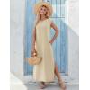 Zeagoo Summer Dresses for Women 2026 Black Long Maxi Sundresses Loose Split Wrinkle-Free Beach Travel Vacation Clothes(Light Brown)