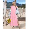 Zeagoo Summer Dresses for Women 2026 Black Long Maxi Sundresses Loose Split Wrinkle-Free Beach Travel Vacation Clothes(Light Rose)