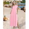 Zeagoo Summer Dresses for Women 2026 Black Long Maxi Sundresses Loose Split Wrinkle-Free Beach Travel Vacation Clothes(Light Rose)