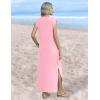 Zeagoo Summer Dresses for Women 2026 Black Long Maxi Sundresses Loose Split Wrinkle-Free Beach Travel Vacation Clothes(Light Rose)