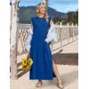 Zeagoo Summer Dresses for Women 2026 Black Long Maxi Sundresses Loose Split Wrinkle-Free Beach Travel Vacation Clothes(Navy Blue)