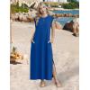 Zeagoo Summer Dresses for Women 2026 Black Long Maxi Sundresses Loose Split Wrinkle-Free Beach Travel Vacation Clothes(Navy Blue)