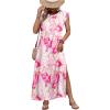 Zeagoo Summer Dresses for Women 2026 Black Long Maxi Sundresses Loose Split Wrinkle-Free Beach Travel Vacation Clothes(Pink Marble Pattern)