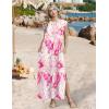 Zeagoo Summer Dresses for Women 2026 Black Long Maxi Sundresses Loose Split Wrinkle-Free Beach Travel Vacation Clothes(Pink Marble Pattern)
