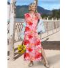 Zeagoo Summer Dresses for Women 2026 Black Long Maxi Sundresses Loose Split Wrinkle-Free Beach Travel Vacation Clothes(Red Flowers)