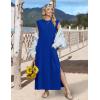 Zeagoo Summer Dresses for Women 2026 Black Long Maxi Sundresses Loose Split Wrinkle-Free Beach Travel Vacation Clothes(Royal Blue)