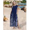 Zeagoo Summer Dresses for Women 2026 Black Long Maxi Sundresses Loose Split Wrinkle-Free Beach Travel Vacation Clothes(Sf119)
