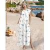 Zeagoo Summer Dresses for Women 2026 Black Long Maxi Sundresses Loose Split Wrinkle-Free Beach Travel Vacation Clothes(White Flowers)