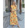 Zeagoo Summer Dresses for Women 2026 Black Long Maxi Sundresses Loose Split Wrinkle-Free Beach Travel Vacation Clothes(Yellow Palm Leaf)