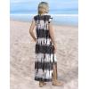 Zeagoo Summer Dresses for Women 2026 Black Long Maxi Sundresses Loose Split Wrinkle-Free Beach Travel Vacation Clothes(Zr231)