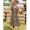 Zeagoo Summer Dresses for Women 2026 Casual Short Sleeve Aline Midi Dress with Pocket Flowy Pleated Tshirt Beach Sundress(01-ethnic Print)