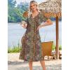 Zeagoo Summer Dresses for Women 2026 Casual Short Sleeve Aline Midi Dress with Pocket Flowy Pleated Tshirt Beach Sundress(01-ethnic Print)