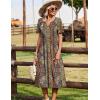 Zeagoo Summer Dresses for Women 2026 Casual Short Sleeve Aline Midi Dress with Pocket Flowy Pleated Tshirt Beach Sundress(01-ethnic Print)