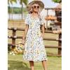 Zeagoo Summer Dresses for Women 2026 Casual Short Sleeve Aline Midi Dress with Pocket Flowy Pleated Tshirt Beach Sundress(02-white Floral)