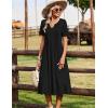 Zeagoo Summer Dresses for Women 2026 Casual Short Sleeve Aline Midi Dress with Pocket Flowy Pleated Tshirt Beach Sundress(Black)
