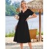 Zeagoo Summer Dresses for Women 2026 Casual Short Sleeve Aline Midi Dress with Pocket Flowy Pleated Tshirt Beach Sundress(Black)