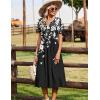 Zeagoo Summer Dresses for Women 2026 Casual Short Sleeve Aline Midi Dress with Pocket Flowy Pleated Tshirt Beach Sundress(Black Floral Print)