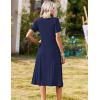 Zeagoo Summer Dresses for Women 2026 Casual Short Sleeve Aline Midi Dress with Pocket Flowy Pleated Tshirt Beach Sundress(Blue)