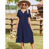 Zeagoo Summer Dresses for Women 2026 Casual Short Sleeve Aline Midi Dress with Pocket Flowy Pleated Tshirt Beach Sundress(Blue)