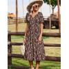 Zeagoo Summer Dresses for Women 2026 Casual Short Sleeve Aline Midi Dress with Pocket Flowy Pleated Tshirt Beach Sundress(Coffee)