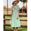 Zeagoo Summer Dresses for Women 2026 Casual Short Sleeve Aline Midi Dress with Pocket Flowy Pleated Tshirt Beach Sundress(Green Floral)