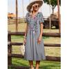 Zeagoo Summer Dresses for Women 2026 Casual Short Sleeve Aline Midi Dress with Pocket Flowy Pleated Tshirt Beach Sundress(Grey Floral)