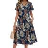 Zeagoo Summer Dresses for Women 2026 Casual Short Sleeve Aline Midi Dress with Pocket Flowy Pleated Tshirt Beach Sundress(Mz931)