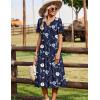Zeagoo Summer Dresses for Women 2026 Casual Short Sleeve Aline Midi Dress with Pocket Flowy Pleated Tshirt Beach Sundress(Navy Blue Print)