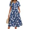 Zeagoo Summer Dresses for Women 2026 Casual Short Sleeve Aline Midi Dress with Pocket Flowy Pleated Tshirt Beach Sundress(Navy Floral)