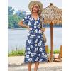 Zeagoo Summer Dresses for Women 2026 Casual Short Sleeve Aline Midi Dress with Pocket Flowy Pleated Tshirt Beach Sundress(Navy Floral)