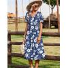 Zeagoo Summer Dresses for Women 2026 Casual Short Sleeve Aline Midi Dress with Pocket Flowy Pleated Tshirt Beach Sundress(Navy Floral)