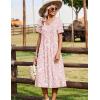 Zeagoo Summer Dresses for Women 2026 Casual Short Sleeve Aline Midi Dress with Pocket Flowy Pleated Tshirt Beach Sundress(Pink Floral)